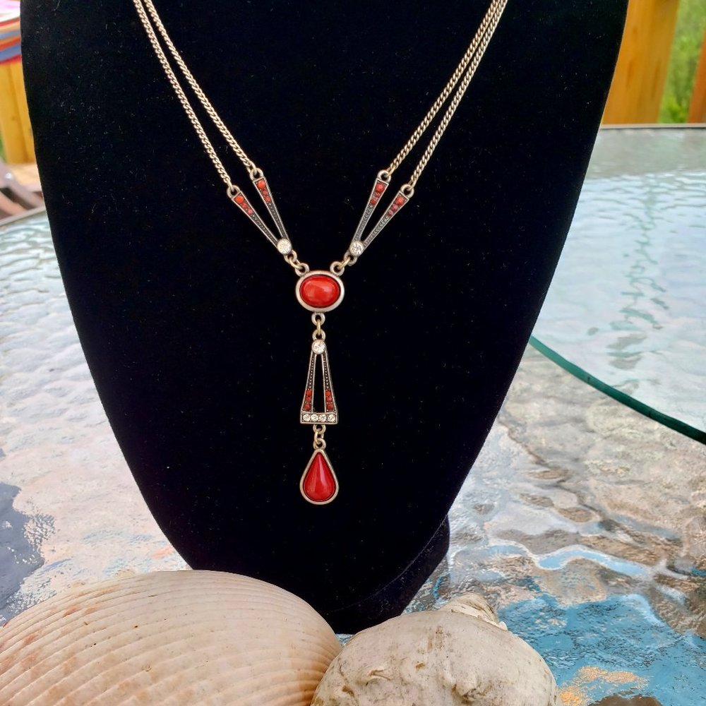 Lia Sophia Set: Red Jasper Necklace With Earrings